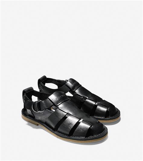 Black Rubber Fisherman Sandals .